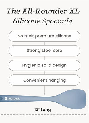 Starpack 'The All Rounder' XL Premium Silicone Spoonula Spatulas - Up to 600°F Heat Resistant Spatula Spoons - Best Silicone Spoonulas - Rubber Spatula Spoons - Kitchen Spoon Spatulas for Cooking