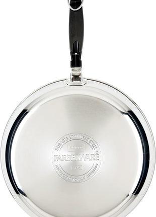 Farberware Classic Series Stainless Steel Pots and Pans with Baking Sheet Pan, Cooking Tools, and Lids, Induction Ready, Dishwasher Safe, 10 Piece Cookware Set, Metal Utensil Safe - Stainless Steel