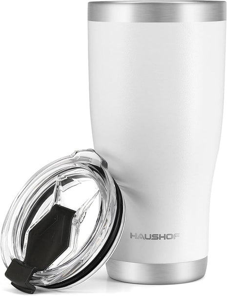 HAUSHOF 30 oz Tumbler, Stainless Steel Vacuum Insulated Coffee Tumbler Water Cup, Double Wall Travel Mug with Lid, Perfect for Hot and Cold Drinks