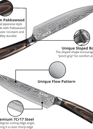 Yatoshi Professional Kitchen Knife Set, 15 Pieces, High Carbon Stainless Steel, Ergonomic Handle