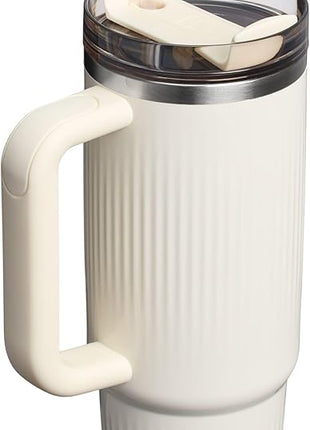 STANLEY Quencher H2.0 Tumbler with Handle and Straw 30 oz | Flowstate 3-Position Lid | Cup Holder Compatible for Travel | Insulated Stainless Steel Cup | BPA-Free | Fluted Cream Gloss