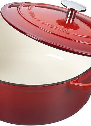 Enameled Cast Iron Dutch Oven Pot with Lid, 7 Quart, Round Dutch Ovens, Bread Oven Dual Handles, for Bread Baking, Oven Safe up to 500°F, Red