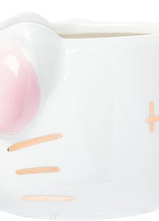 Silver Buffalo Sanrio Hello Kitty Light Pink Bow and Rose Gold Ceramic 3D Sculpted Mug, 20 Ounces