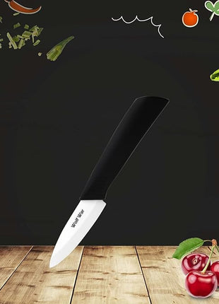 Kitchen Ceramic Knife Set Professional Knife With Sheaths, Super Sharp Rust Proof Stain Resistant (6" Chef Knife, 5" Utility Knife, 4" Fruit Knife, 3" Paring Knife, One Peeler)