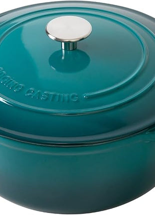 Dutch Ovens with Lid, Enameled Cast Iron Covered 5.5 Quart Dutch Oven with Dual Handle, Darkcyan