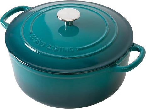 Dutch Ovens with Lid, Enameled Cast Iron Covered 5.5 Quart Dutch Oven with Dual Handle, Darkcyan