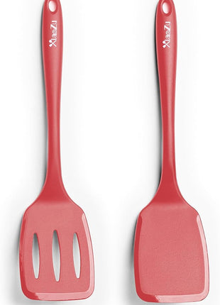 600˚F Heat Resistant Silicone Spatula Set, 13.6" Kitchen Spatula Turners for Non Stick Cookware, Flexible Spatulas with Thin Edges, Seamless Cooking Utensils for Fish, Eggs, Pancakes, Red