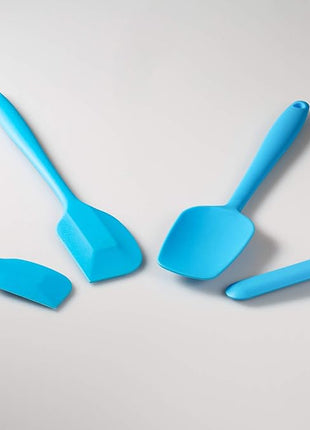 4 Piece Silicone Spatula Set, Flexible Heat Resistant Non-scratch Baking Cooking Rubber Spatulas with Stainless Steel Core, Blue