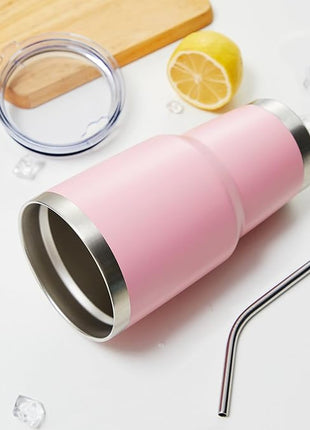 MEWAY 30oz Tumbler Double Wall Vacuum Insulated Travel Mug, Stainless Steel Tumbler with Lid, Durable Powder Coated Insulated Coffee Cup for Cold & Hot Drinks (Pink,1 PACK)