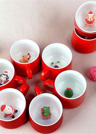 3D Christmas Coffee Mug 12 oz with Cow,Cute Cartoon Handmade Ceramics Cup,Christmas Birthday Surprise for Friends Family or Kids,Best Office Cups Morning Mugs (12 Cow)