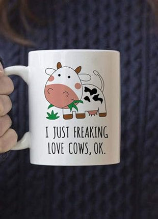 Kawaii Cow Print Mug - Ceramic Coffee Cup Gift for Women, Mom, or Daughter