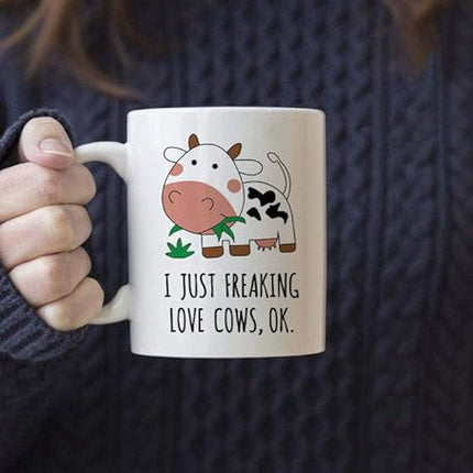 Kawaii Cow Print Mug - Ceramic Coffee Cup Gift for Women, Mom, or Daughter