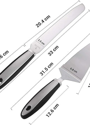 Cake Cutting Set for Wedding Cake Knife and Server Set, Cake Cutter and Pie Spatula, Cake Server and Knife Set of 2 (Plastic Handle, Silver)