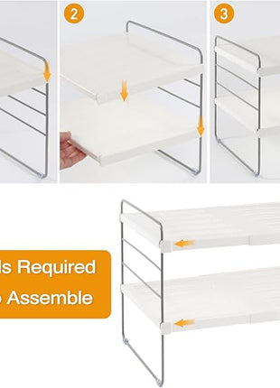 2 Pack Pantry Organization and Storage, Expandable Foil and Plastic Wrap Organizer, Adjustable Kitchen Wrap Organizer Rack for Cabinet, Foil Saran Wrap Holder Shelf for Sandwich Plastic Bags Box,