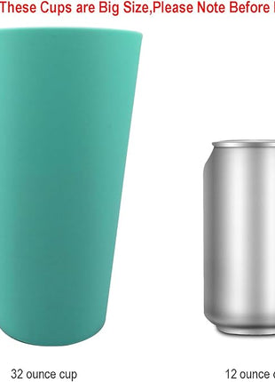 32-ounce Plastic Tumblers Reusable Dishwasher Safe BPA Free Set of 12 Multicolor Large Drinking Cups