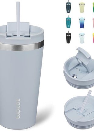 BJPKPK 18oz Stainless Steel Insulated Tumbler With lid And Straw Travel Coffee Thermal Tumblers Cup For Women And Men,Modern Blue