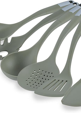 Restaurantware-Met Lux Kitchen Utensil Set, 1 Silicone Utensil Set - Consists 6 Pieces, High-Heat Tolerance, Green Silicone Kitchen Utensils, For No-Stick Cookware