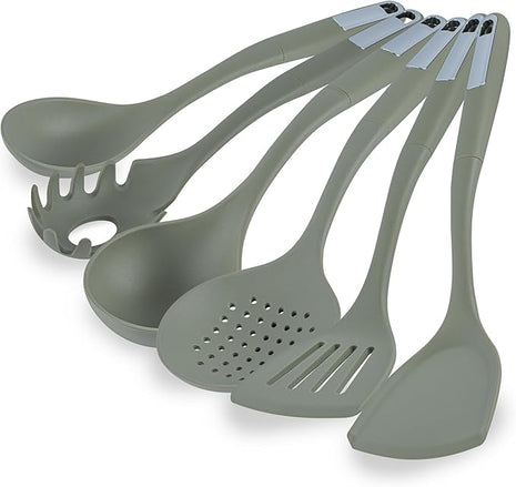 Restaurantware-Met Lux Kitchen Utensil Set, 1 Silicone Utensil Set - Consists 6 Pieces, High-Heat Tolerance, Green Silicone Kitchen Utensils, For No-Stick Cookware