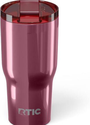 RTIC 30oz Essential Tumbler with Lid, Ceramic Lined, Insulated, Stainless Steel, Metal, Double Wall Vacuum-Insulation, Travel Cup for Iced Coffee, Tea, Hot and Cold Drink, Vintage Rose Metallic