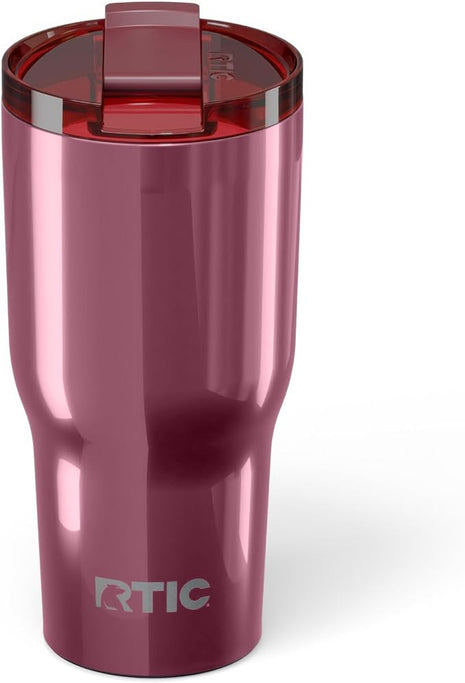 RTIC 30oz Essential Tumbler with Lid, Ceramic Lined, Insulated, Stainless Steel, Metal, Double Wall Vacuum-Insulation, Travel Cup for Iced Coffee, Tea, Hot and Cold Drink, Vintage Rose Metallic