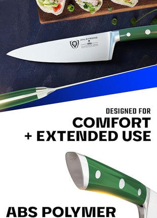 Dalstrong Chef Knife - 8 inch Blade - Gladiator Series - Forged High Carbon German Steel - Razor Sharp Kitchen Knife - Professional Full Tang Knives - Army Green Handle ABS - Sheath - NSF Certified