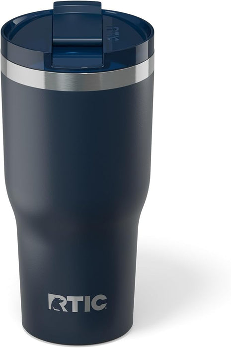 RTIC 30oz Essential Tumbler with Lid, Ceramic Lined, Insulated, Stainless Steel, Metal, Double Wall Vacuum-Insulation, Travel Cup for Iced Coffee, Tea, Hot and Cold Drink, Navy