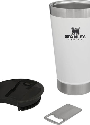 STANLEY Stay-Chill Beer Pint 16 oz | Wide Mouth Lid | Built-In Bottle Opener | Beer Tumbler Cup | Insulated Stainless Steel Pint Glass | BPA-Free | Polar