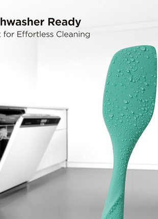 Kitchen Mama WaltzGrip Platinum Silicone Scraping Spatula: Heat Resistant, Seamless, Non Stick for Frying Pan Cookware, Safe, Flexible Bowl Scraper - Ideal for Mixing, Baking, Stirring (Teal)