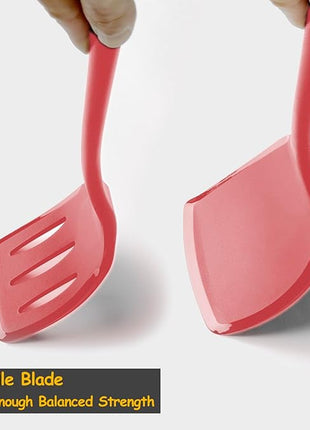 Silicone Spatula Set, 600°F Heat Resistant Silicone Spatula Turner Flipper for Cooking, Non Stick and Non Scratch Kitchen Utensils for Eggs & Pancakes, 4 Pack, Red