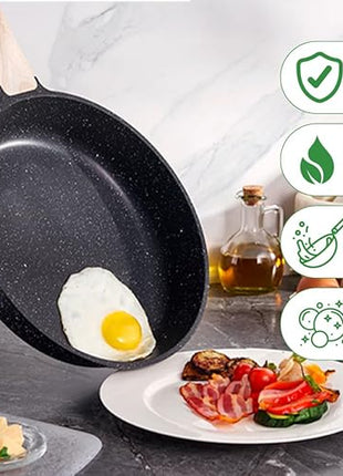 JUST PERFECTO Kitchen Pots and Pans Set with Lids Non Stick Induction Cookware Set Nonstick Frying Pans Set 14 Pcs Healthy Cooking Pots without PTFE and PFOA – Gray