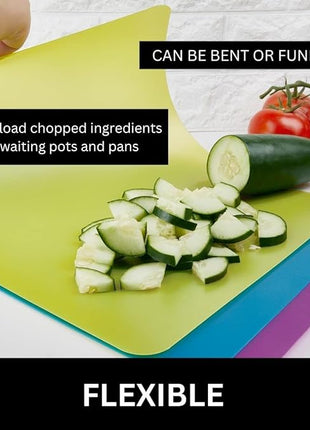Nicole Home Collection Flexible Cutting Mats Set of 3 - BPA-Free Plastic Color-Coded Kitchen Chopping Boards, 12"x15", Durable Non-Slip Mats for Meat, Veggies, Fruits