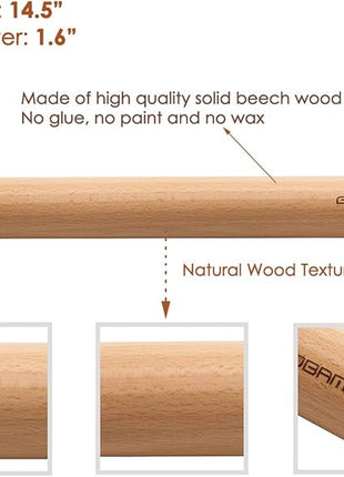 GOBAM Wood Rolling Pin, Large - Dough Roller for Pasta, Cookies, Pie, Pizza, Chapati, Fondant, Rolling Pins for Baking, Bread Making Tools and Supplies - 14.5 x 1.6 Inches