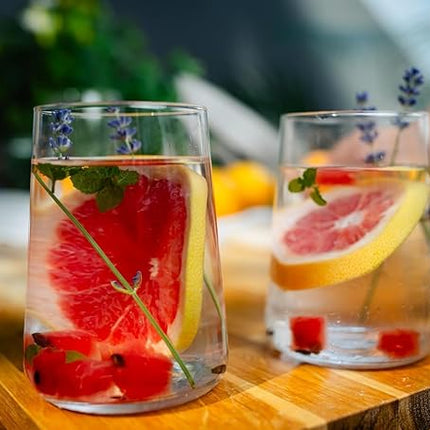 Krosno Glasses for Water, Juices and Other Drinks | Elegant Design | Set of 4 | Capacity 16.6 fl oz | Infinity Collection | Ideal for Home, Restaurant, Parties | Dishwasher Safe