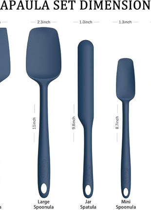 Coukre Silicone Spatula Set of 5,High Temperature Resistant, Food Grade Silicone, Dishwasher Safe, for Baking, Cooking (Pure Dark Blue)