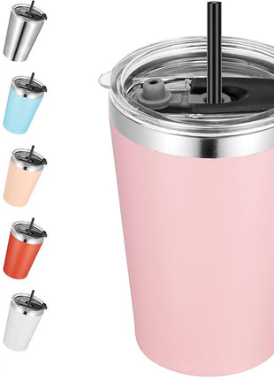 VEGOND 12oz Tumbler Stainless Steel Tumbler bulk Vacuum Insulated Double Wall Travel Tumbler with Lid and Straw Reusable Tumbler, Pink 1 Pack