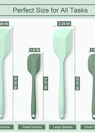 Silicone Spatula Set, Premium Spatulas Silicone Heat Resistant 2 Small & 2 Large Flexible Scraper for Nonstick Cookware, Rubber Spatula for Kitchen Mixing Baking Cooking Use, Soft Spatula - Set of 4