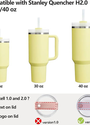 Silicone Spill Stopper Set Compatible with Stanley Cup 2.0 30oz & 40oz with Straw Cover (Set of 2, Pomelo)