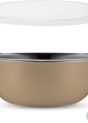 WHYSKO Stainless Steel Mixing Bowl Set, 10 Piece Stainless Steel Mixing Bowls with Lids Set for Food Prep Storage and Serving, Dishwasher Safe for Kitchen Baking Cooking, Khaki