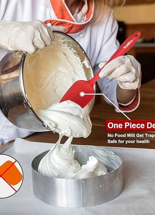 Walfos Silicone Spatula Set of 4(600°F）,Heat Resistant Kitchen Silicone Scraper Spatulas, Strong Steel Core and One-Pieces Seamless Design, For Cooking Mixing & Baking,BPA Free & Dishwasher Safe