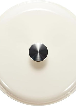 Amazon Basics Cast Iron Dutch Oven Pot with Lid, Enameled, Round, Dual Handles, Heavy-Duty, Large, 7.3-Quart, White