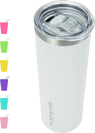 BJPKPK Skinny Tumbler with Lid 20 oz Stainless Steel Vacuum Insulated Double Wall Travel Coffee Water Tumblers Cup,White