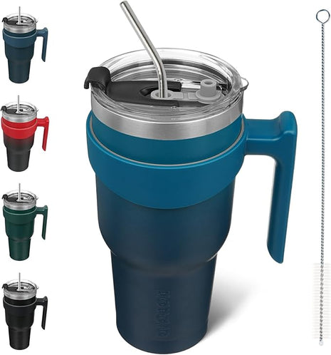 BJPKPK 40 oz Tumbler With Handle Stainless Steel Insulated Tumblers With Lid And Straw For Men,Indigo Black