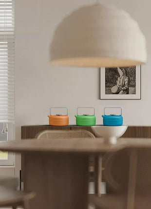 Toptier Teapot with Removable Infuser, Cast Iron Tea Kettle Stovetop Safe, Solid Geometry Cylinder Design Tea Pot Coated with Enameled Interior for 27 Ounce (800 ml), Emerald Green