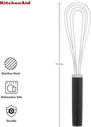 KitchenAid Flat Whisk, Black, 11.5-Inch