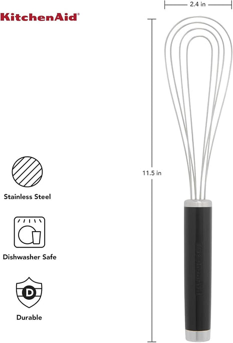 KitchenAid Flat Whisk, Black, 11.5-Inch