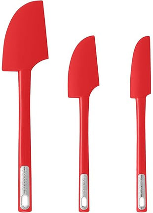 Premium Silicone Spatula Set, JXWING Flexible Heat Resistant Non-slip Handle Baking Cooking Rubber Spatulas, Red