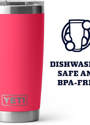 YETI Rambler 20 oz Tumbler Retired Color, Stainless Steel, Vacuum Insulated with MagSlider Lid, Bimini Pink