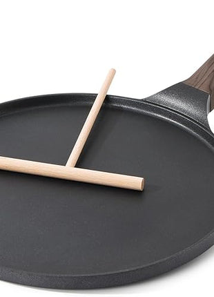 SENSARTE Nonstick Crepe Pan, Swiss Granite Coating Dosa Pan Pancake Flat Skillet Tawa Griddle 10-Inch with Stay-Cool Handle, Induction Compatible (Black)