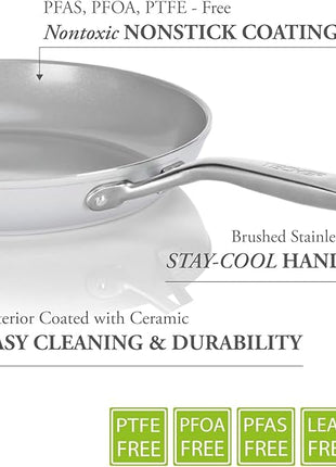TECHEF - CeraTerra Ceramic Nonstick Frying Pan Skillet, (PTFE, PFAS, and PFOA Free), Dishwasher Oven Safe, Stainless Steel Handle, Induction-Ready, Made in Korea (10-in)