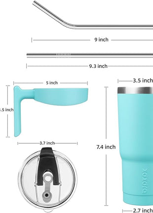BJPKPK 20oz Tumbler With Handle Insulated Cups With Lid And Straw Reusable Stainless Steel Tumblers,Turquoise
